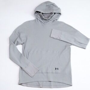 Under Armour Waffle Knit Hoodie Women S Loose Gray Thermal Thumbhole Neck Warmer